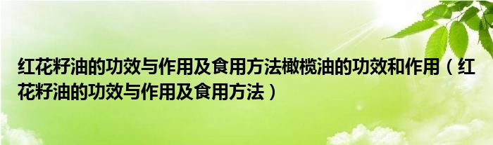 红花籽油的功效与作用及食用方法橄榄油的功效和作用（红花籽油的功效与作用及食用方法）