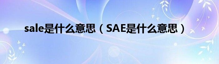 sale是什么意思（SAE是什么意思）