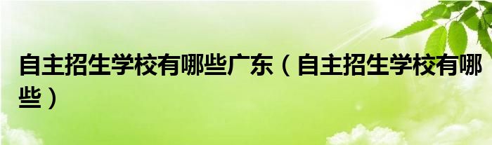 自主招生学校有哪些广东（自主招生学校有哪些）