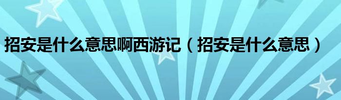 招安是什么意思啊西游记（招安是什么意思）