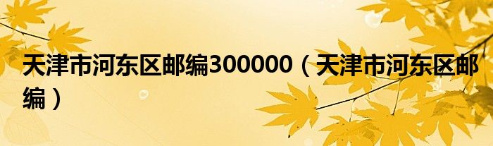 天津市河东区邮编300000（天津市河东区邮编）