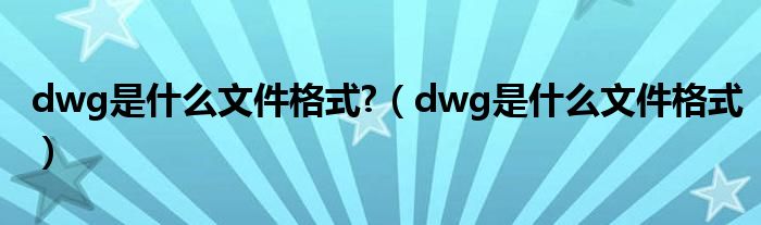 dwg是什么文件格式?（dwg是什么文件格式）