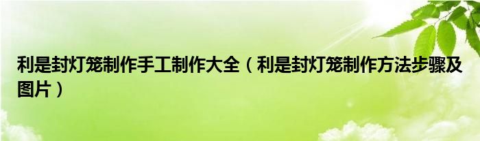 利是封灯笼制作手工制作大全（利是封灯笼制作方法步骤及图片）