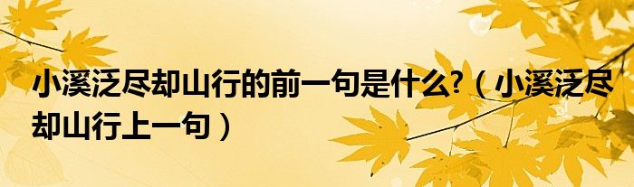 小溪泛尽却山行的前一句是什么?（小溪泛尽却山行上一句）