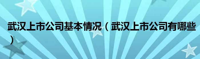 武汉上市公司基本情况（武汉上市公司有哪些）