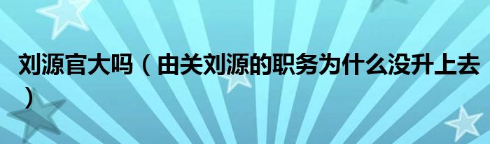 刘源官大吗（由关刘源的职务为什么没升上去）