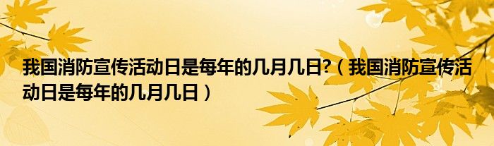 我国消防宣传活动日是每年的几月几日?（我国消防宣传活动日是每年的几月几日）