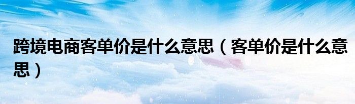 跨境电商客单价是什么意思（客单价是什么意思）