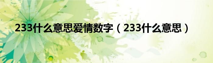 233什么意思爱情数字（233什么意思）