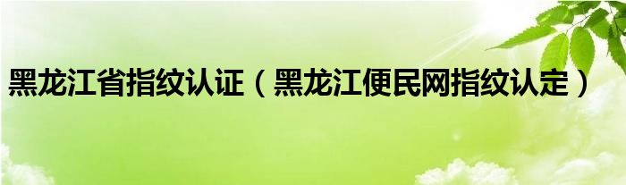 黑龙江省指纹认证（黑龙江便民网指纹认定）