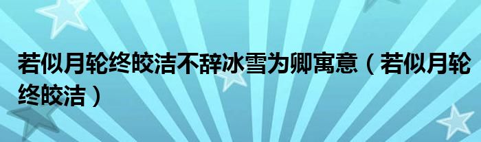 若似月轮终皎洁不辞冰雪为卿寓意（若似月轮终皎洁）