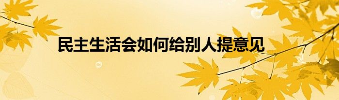 民主生活会如何给别人提意见