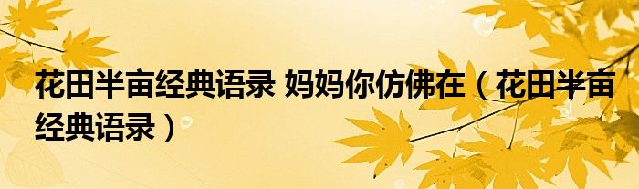 花田半亩经典语录 妈妈你仿佛在（花田半亩经典语录）