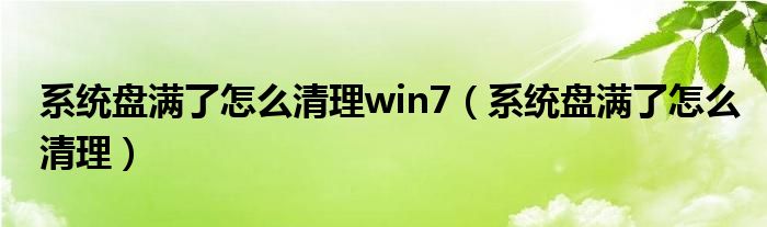 系统盘满了怎么清理win7（系统盘满了怎么清理）