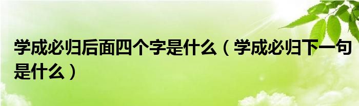 学成必归后面四个字是什么（学成必归下一句是什么）