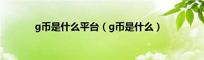 g币是什么平台（g币是什么）