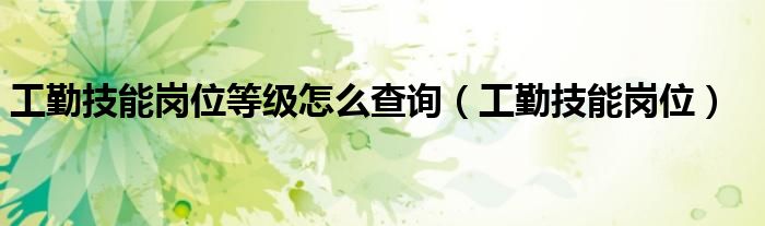 工勤技能岗位等级怎么查询（工勤技能岗位）