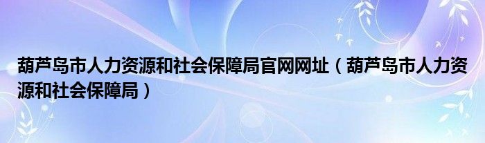 葫芦岛市人力资源和社会保障局官网网址（葫芦岛市人力资源和社会保障局）