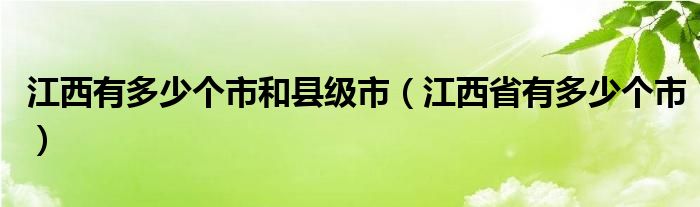 江西有多少个市和县级市（江西省有多少个市）