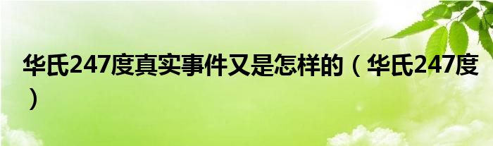 华氏247度真实事件又是怎样的（华氏247度）