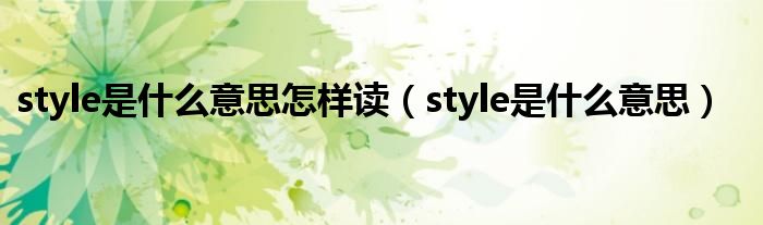 style是什么意思怎样读（style是什么意思）