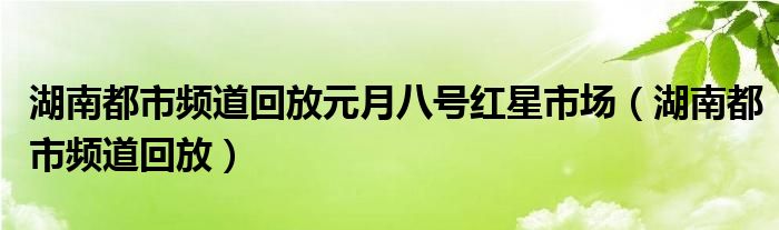 湖南都市频道回放元月八号红星市场（湖南都市频道回放）