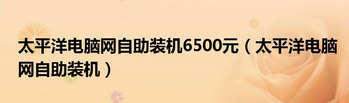 太平洋电脑网自助装机6500元（太平洋电脑网自助装机）