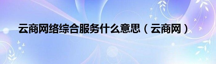 云商网络综合服务什么意思（云商网）