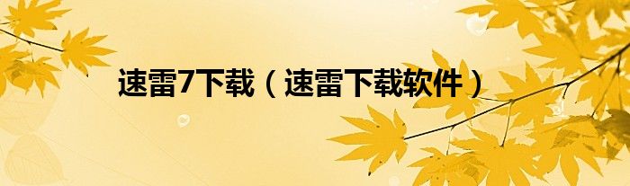 速雷7下载（速雷下载软件）