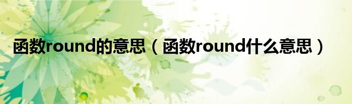 函数round的意思（函数round什么意思）