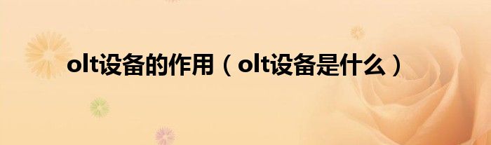 olt设备的作用（olt设备是什么）