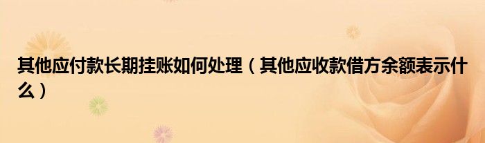 其他应付款长期挂账如何处理（其他应收款借方余额表示什么）