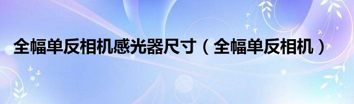 全幅单反相机感光器尺寸（全幅单反相机）