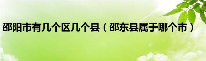 邵阳市有几个区几个县（邵东县属于哪个市）