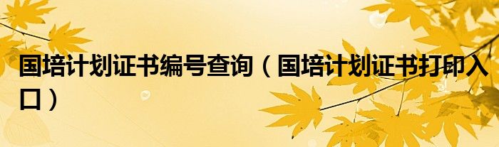 国培计划证书编号查询（国培计划证书打印入口）