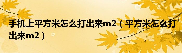 手机上平方米怎么打出来m2（平方米怎么打出来m2）