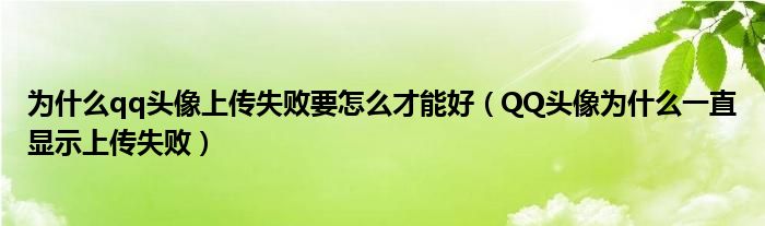 为什么qq头像上传失败要怎么才能好（QQ头像为什么一直显示上传失败）