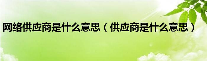 网络供应商是什么意思（供应商是什么意思）