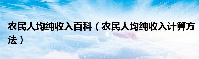 农民人均纯收入百科（农民人均纯收入计算方法）