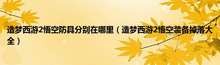 造梦西游2悟空防具分别在哪里（造梦西游2悟空装备掉落大全）