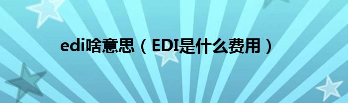 edi啥意思（EDI是什么费用）