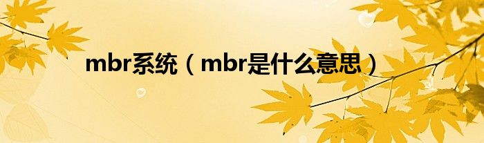 mbr系统（mbr是什么意思）