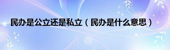 民办是公立还是私立（民办是什么意思）