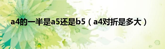 a4的一半是a5还是b5（a4对折是多大）