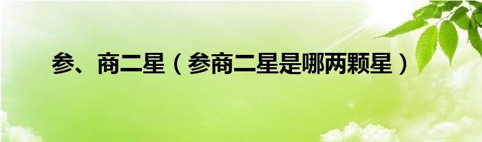 参、商二星（参商二星是哪两颗星）