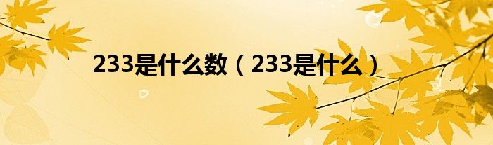 233是什么数（233是什么）