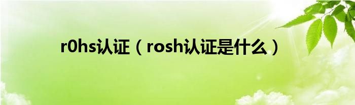 r0hs认证（rosh认证是什么）