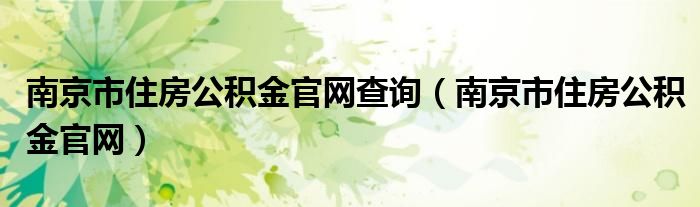 南京市住房公积金官网查询（南京市住房公积金官网）