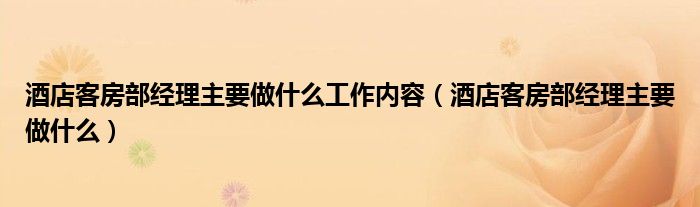 酒店客房部经理主要做什么工作内容（酒店客房部经理主要做什么）