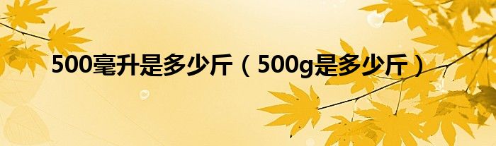 500毫升是多少斤（500g是多少斤）